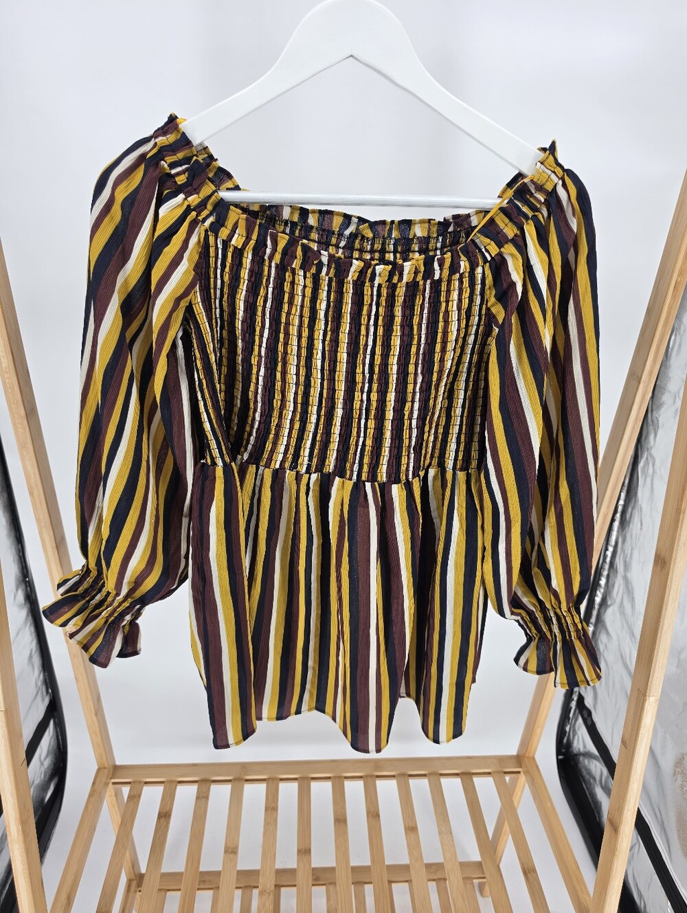 Vine & Love Dressy Striped Smocked Top Size 1X
